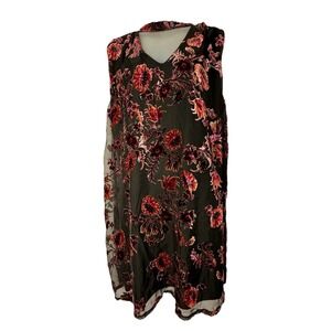 Luxology Women's 16 Burnout Velvet Sheer Overlay Shift Dress Fairy Whimsigoth